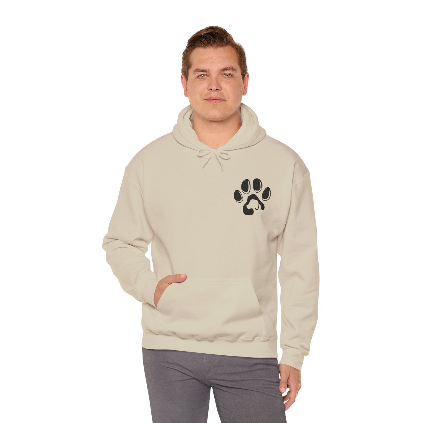 A cozy hoodie designed for dog lovers, featuring a kangaroo pouch pocket.