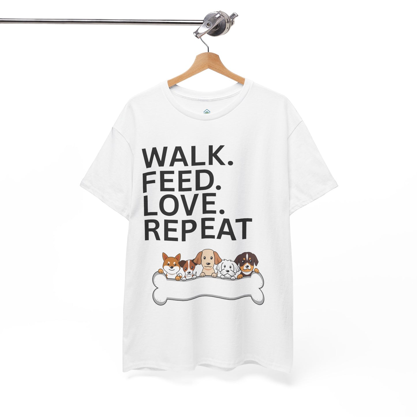 Dog Lover's Heavy Cotton Tee - Walk. Feed. Love. Repeat. - Perfect Gift for Pet Owners, Animal Lovers, Casual Wear, Pet Events, Dog Walks