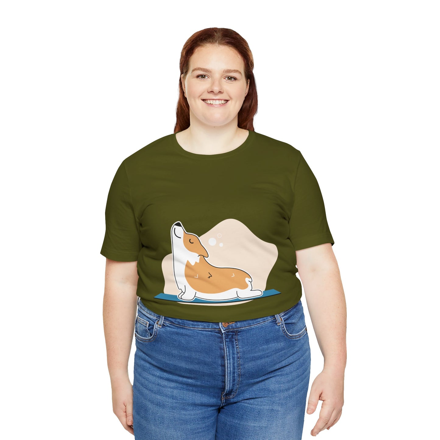 Corgi Yoga Tee, Relaxed Fit Dog Lover Shirt, Gift for Pet Parents, Cute Animal Graphic T-Shirt, Fun Casual Wear, Unique Present