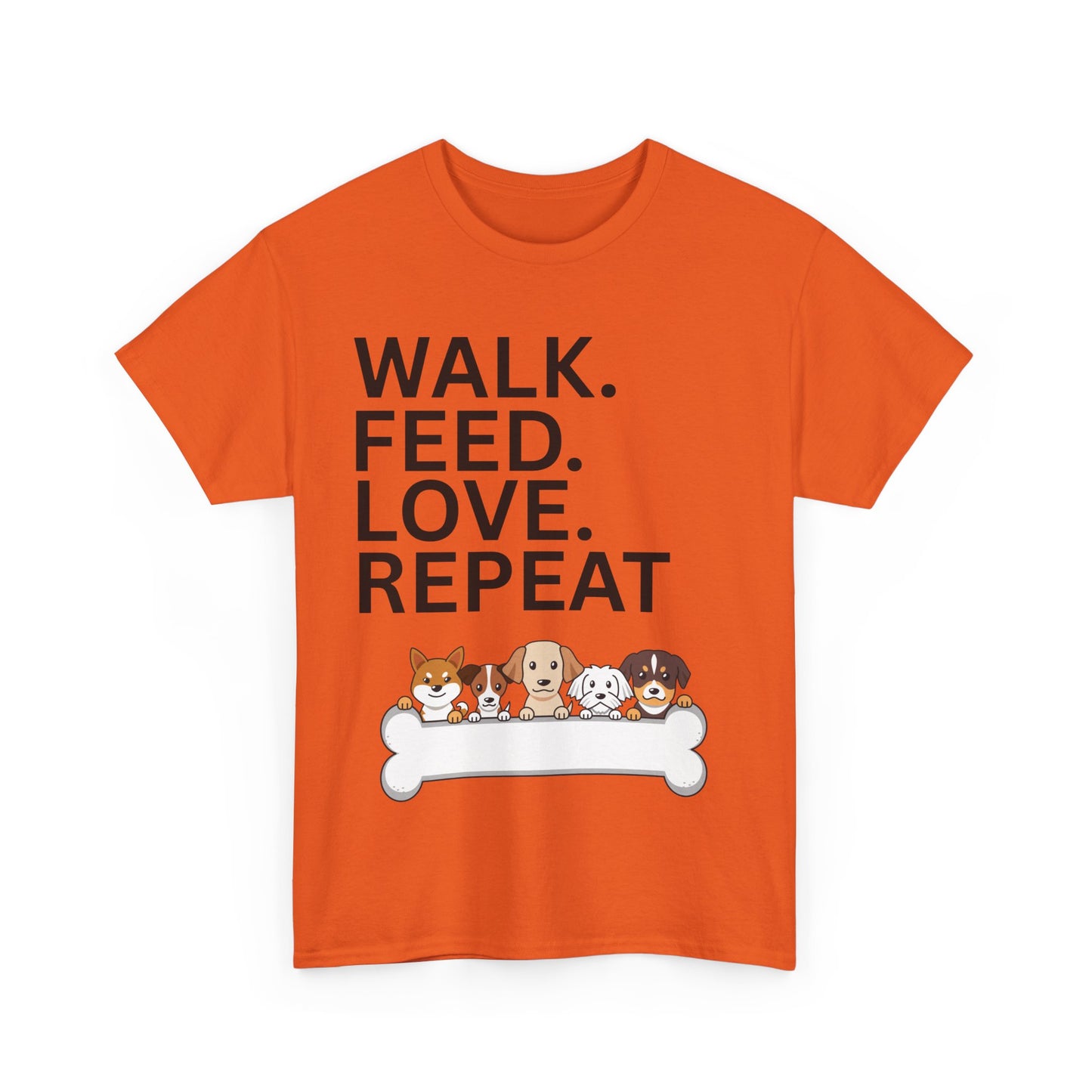 Dog Lover's Heavy Cotton Tee - Walk. Feed. Love. Repeat. - Perfect Gift for Pet Owners, Animal Lovers, Casual Wear, Pet Events, Dog Walks