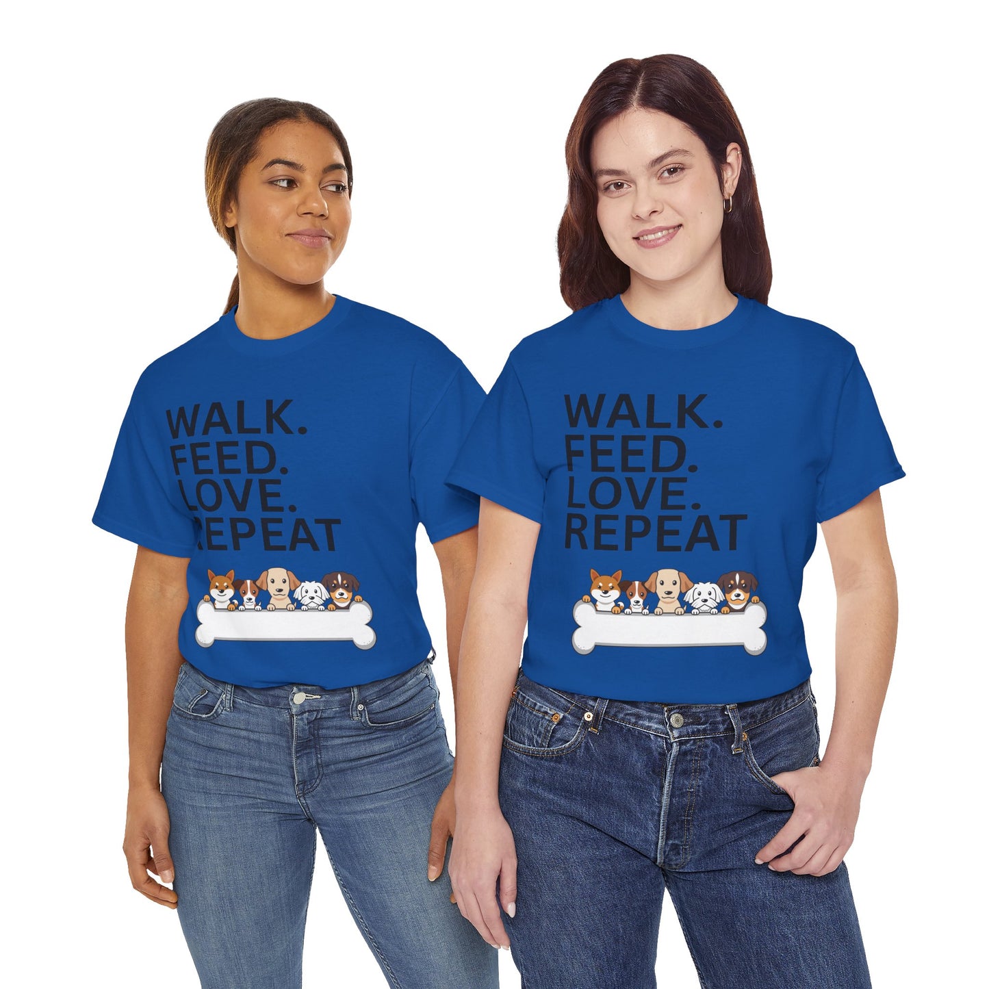 Dog Lover's Heavy Cotton Tee - Walk. Feed. Love. Repeat. - Perfect Gift for Pet Owners, Animal Lovers, Casual Wear, Pet Events, Dog Walks