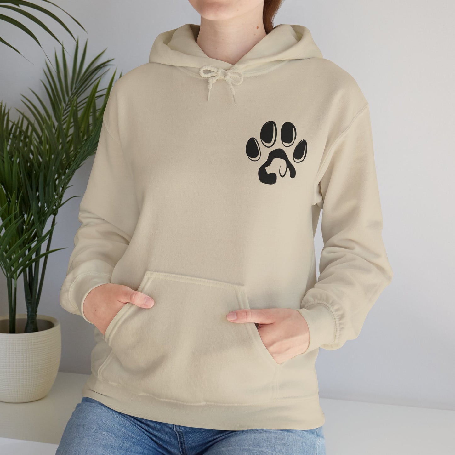A cozy hoodie designed for dog lovers, featuring a kangaroo pouch pocket.