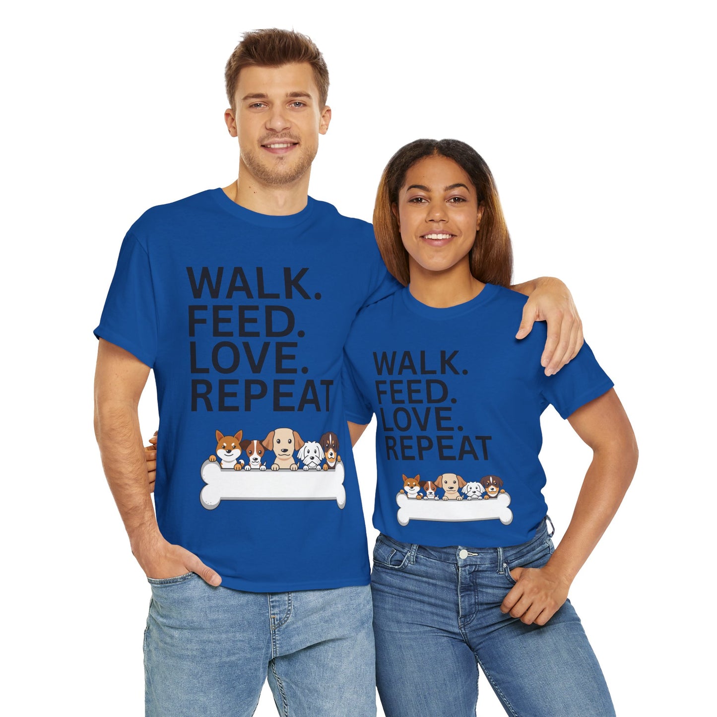 Dog Lover's Heavy Cotton Tee - Walk. Feed. Love. Repeat. - Perfect Gift for Pet Owners, Animal Lovers, Casual Wear, Pet Events, Dog Walks