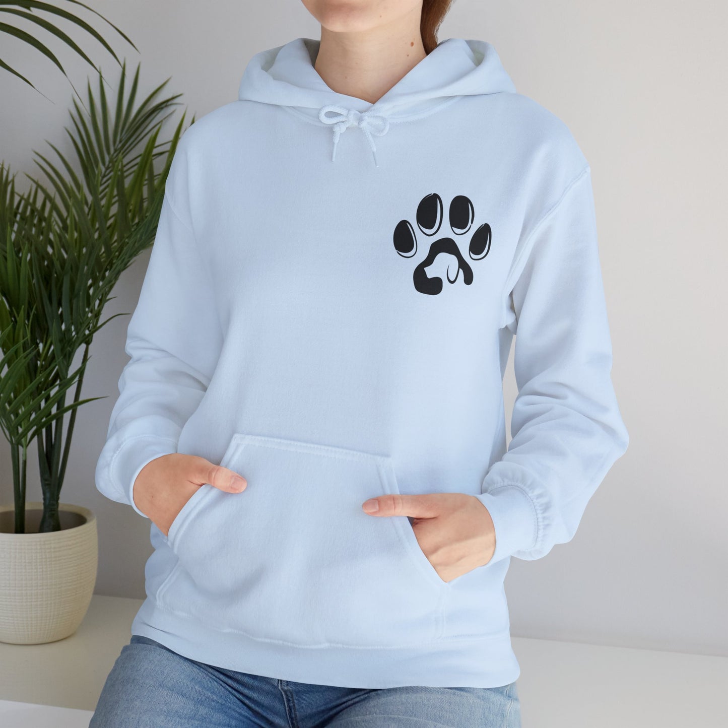 A cozy hoodie designed for dog lovers, featuring a kangaroo pouch pocket.