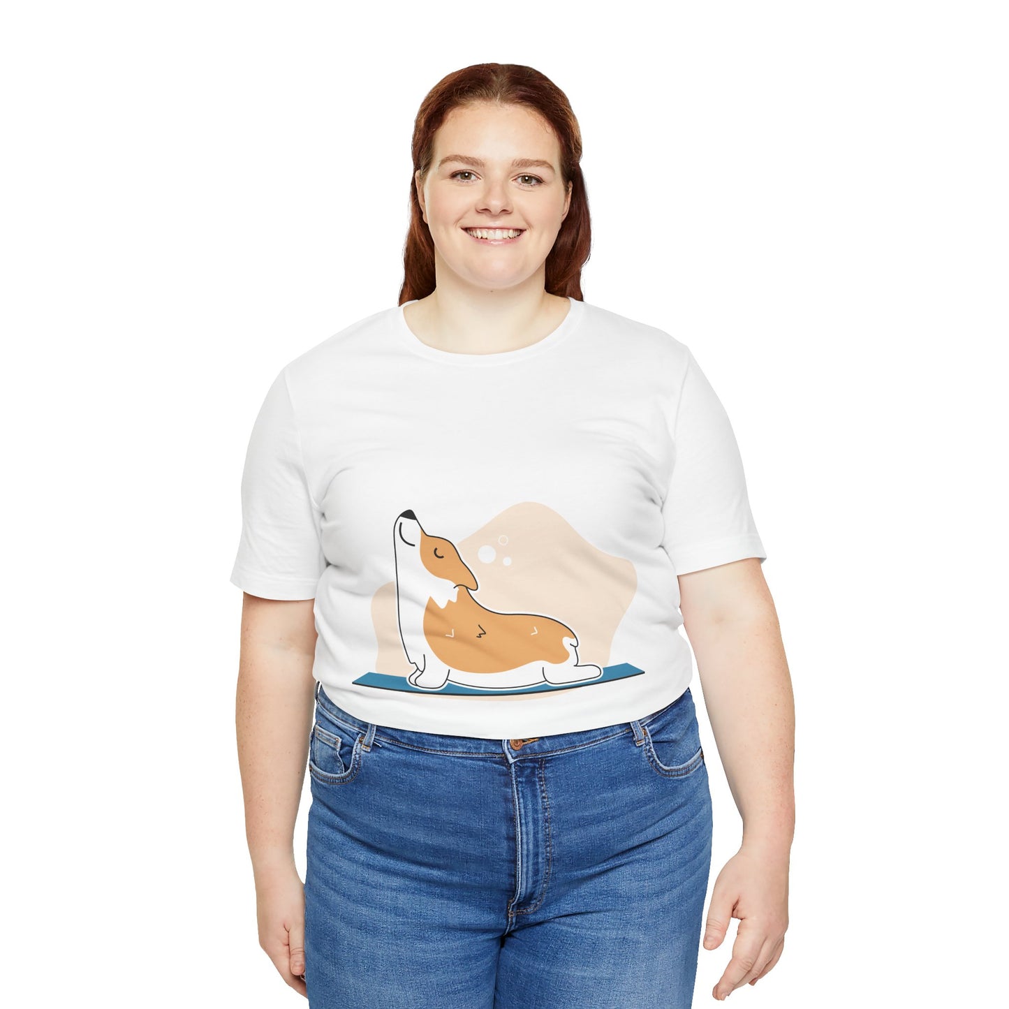 Corgi Yoga Tee, Relaxed Fit Dog Lover Shirt, Gift for Pet Parents, Cute Animal Graphic T-Shirt, Fun Casual Wear, Unique Present