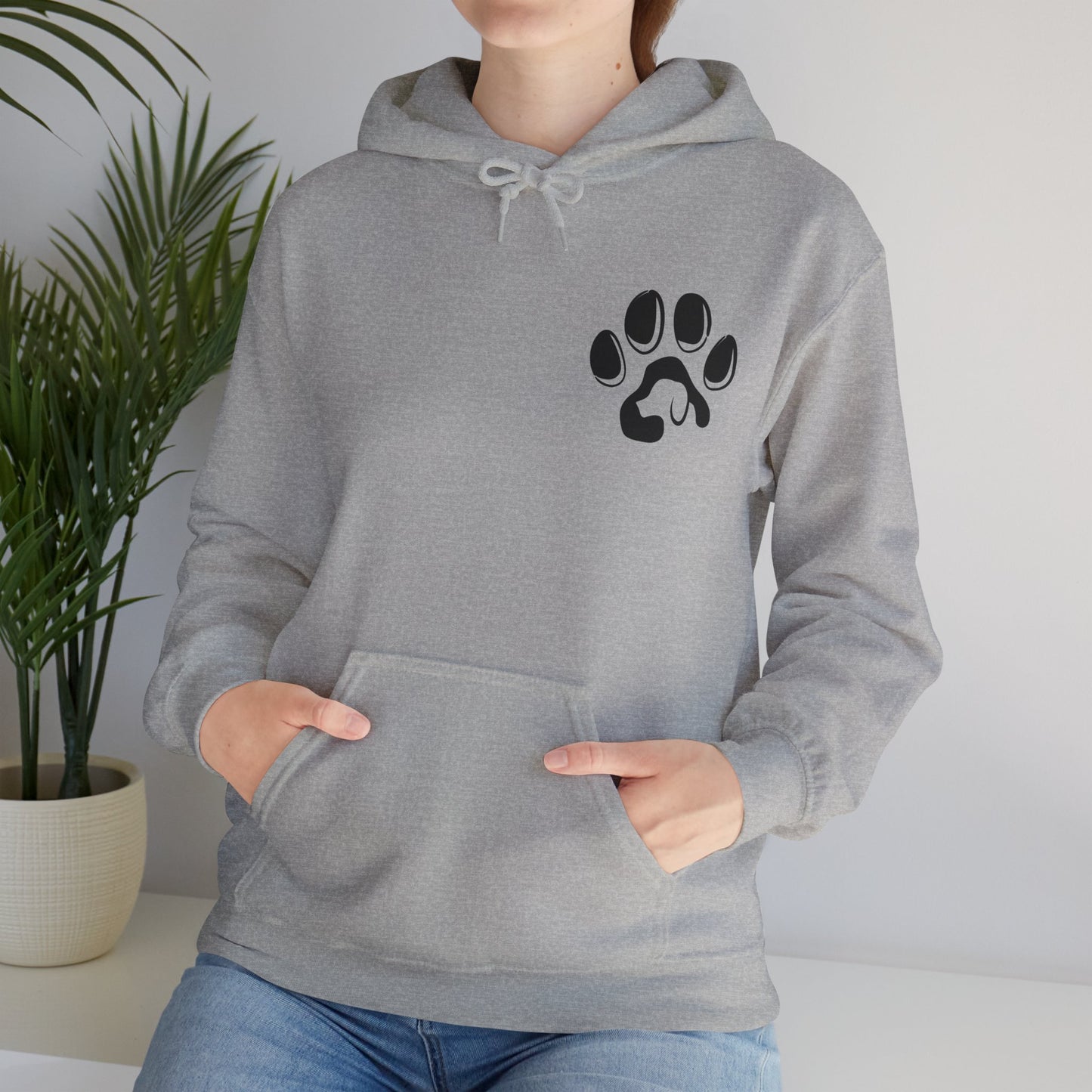 A cozy hoodie designed for dog lovers, featuring a kangaroo pouch pocket.