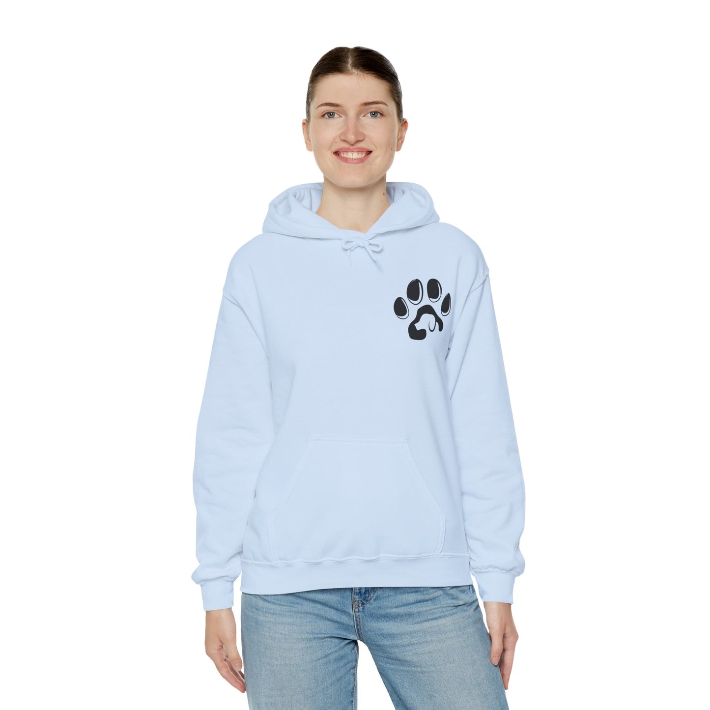 A cozy hoodie designed for dog lovers, featuring a kangaroo pouch pocket.