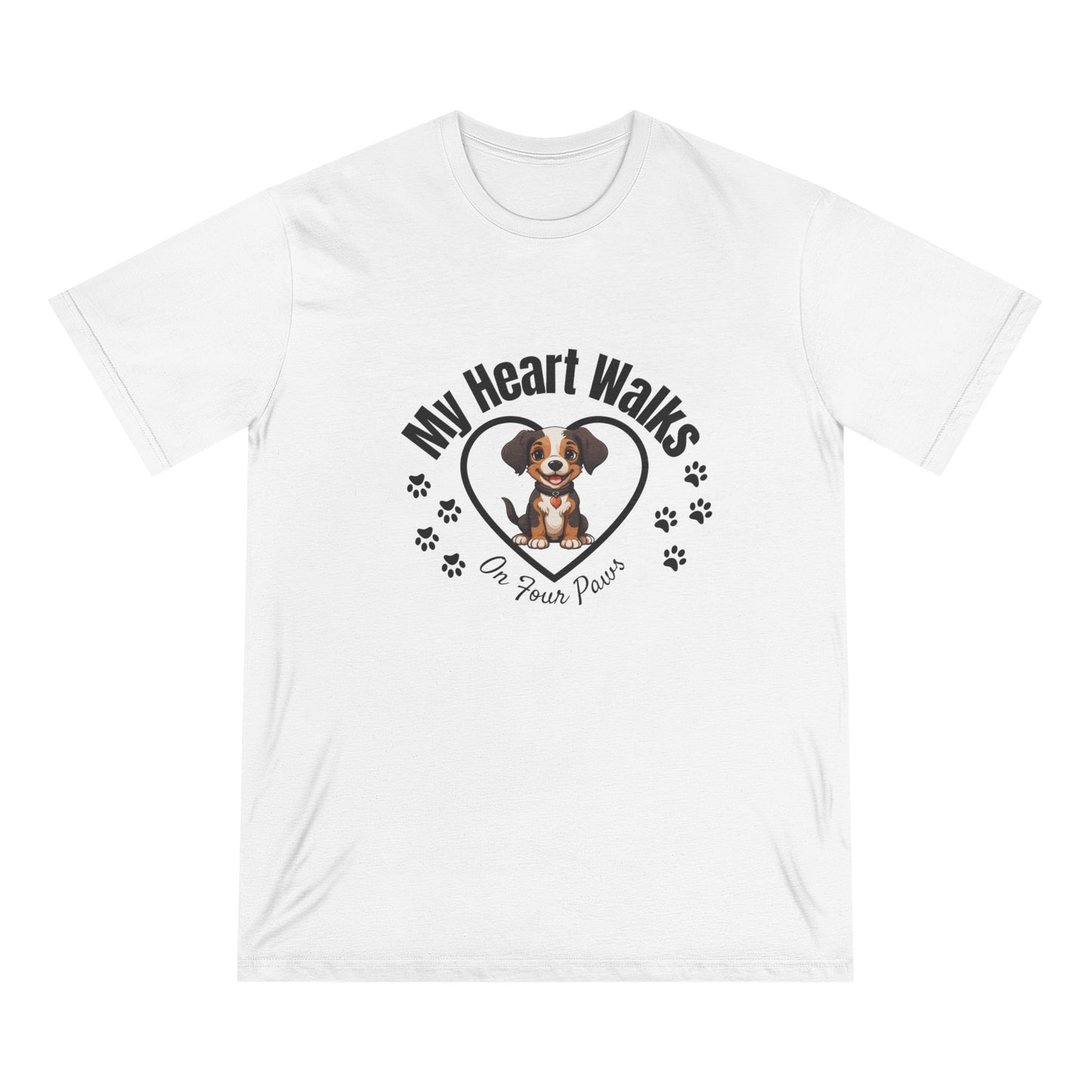 My Heart Walks Organic Unisex T-Shirt, Dog Lover Gift, Pet Mom Apparel, Cute Graphic Tee, Animal Lover Shirt, Valentine's Day Gift