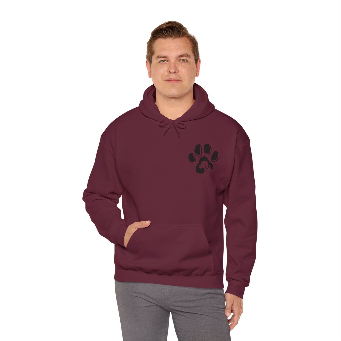 A cozy hoodie designed for dog lovers, featuring a kangaroo pouch pocket.