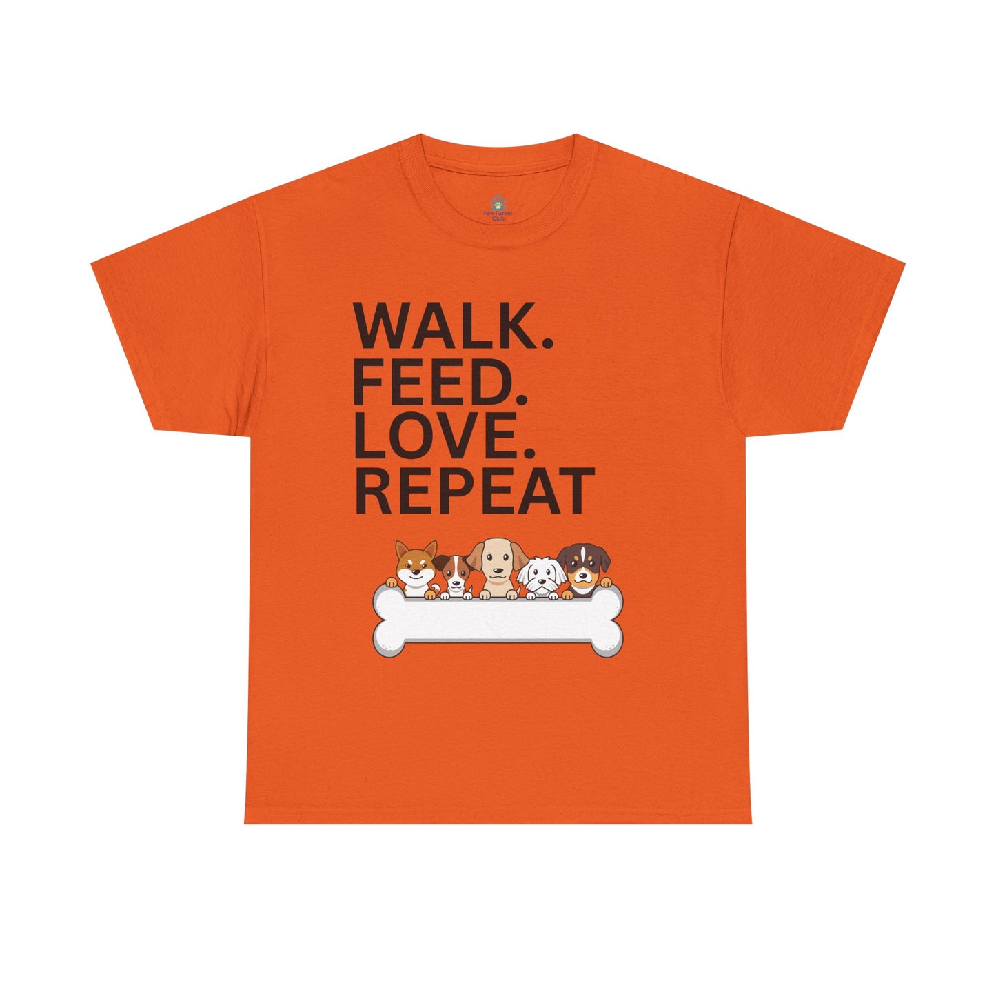 Dog Lover's Heavy Cotton Tee - Walk. Feed. Love. Repeat. - Perfect Gift for Pet Owners, Animal Lovers, Casual Wear, Pet Events, Dog Walks
