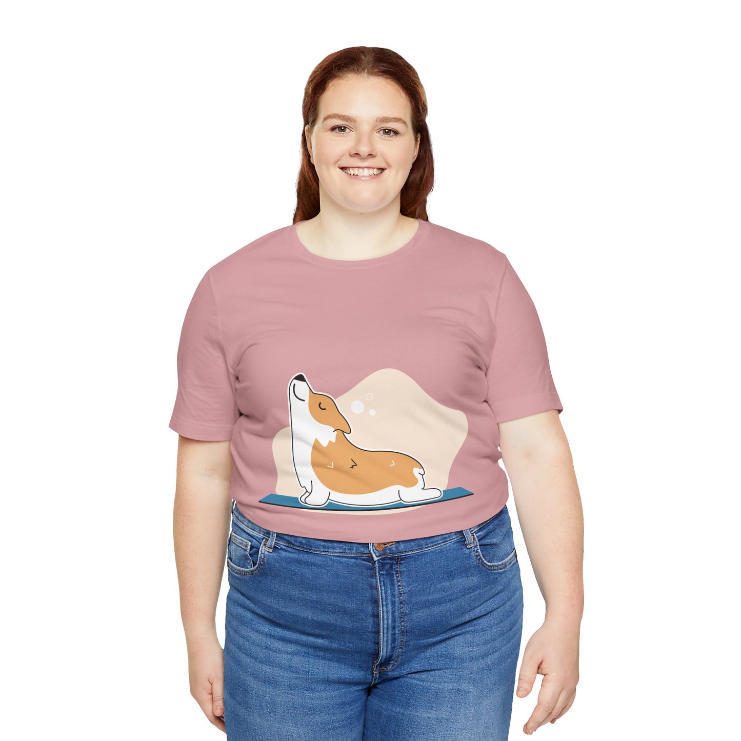 Corgi Yoga Tee, Relaxed Fit Dog Lover Shirt, Gift for Pet Parents, Cute Animal Graphic T-Shirt, Fun Casual Wear, Unique Present