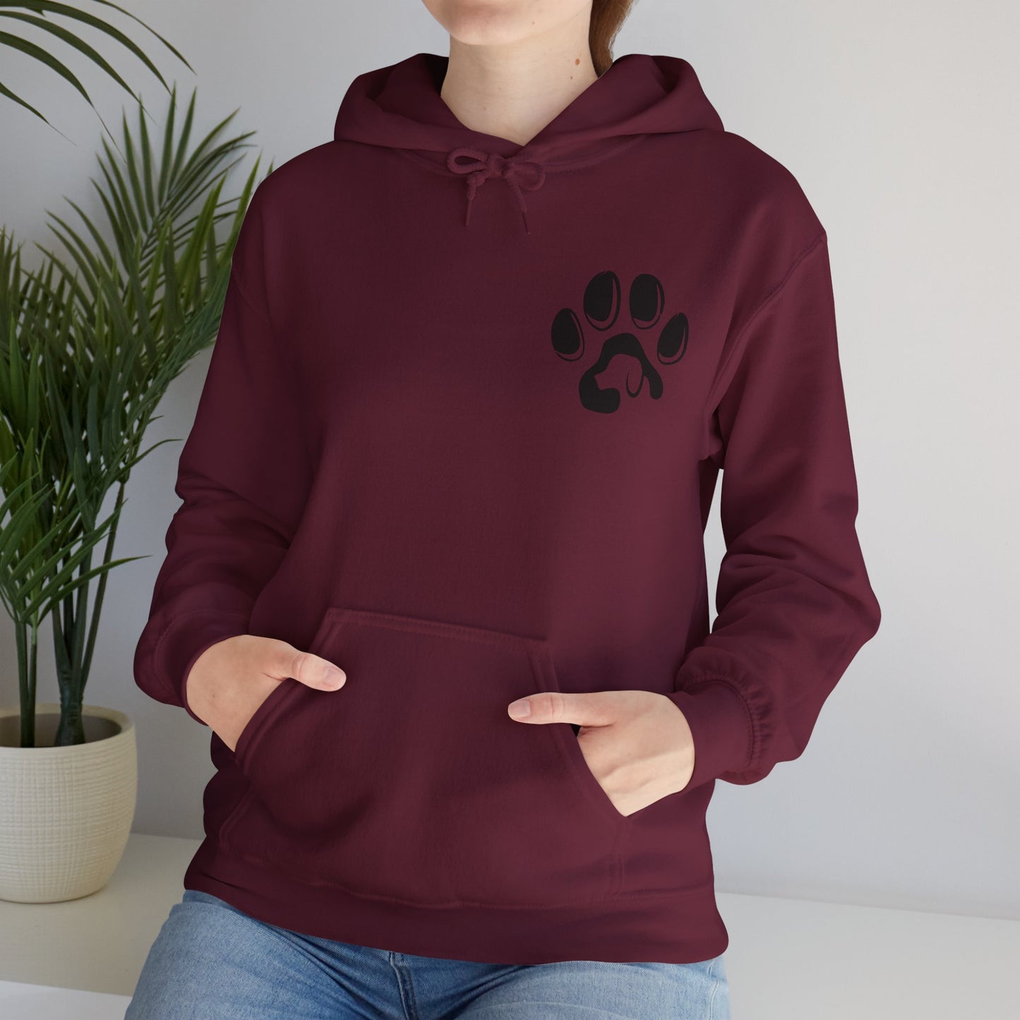 A cozy hoodie designed for dog lovers, featuring a kangaroo pouch pocket.