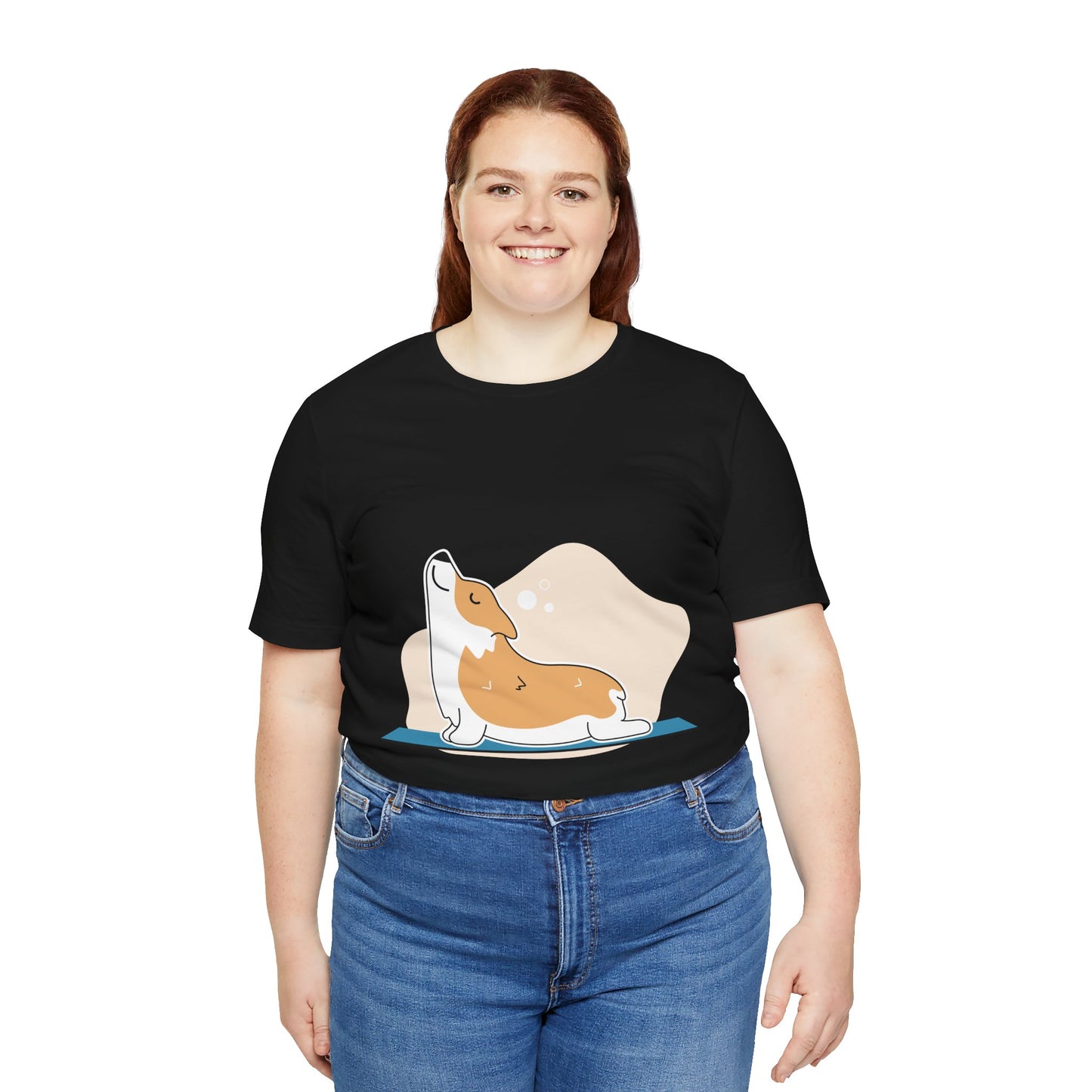 Corgi Yoga Tee, Relaxed Fit Dog Lover Shirt, Gift for Pet Parents, Cute Animal Graphic T-Shirt, Fun Casual Wear, Unique Present