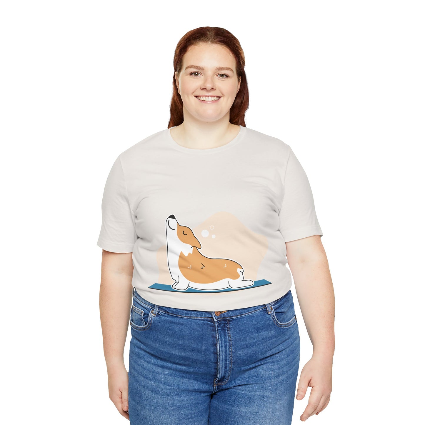 Corgi Yoga Tee, Relaxed Fit Dog Lover Shirt, Gift for Pet Parents, Cute Animal Graphic T-Shirt, Fun Casual Wear, Unique Present