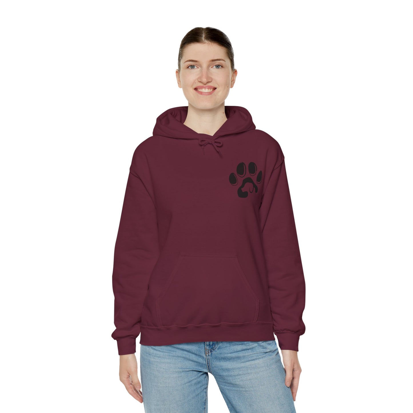 A cozy hoodie designed for dog lovers, featuring a kangaroo pouch pocket.