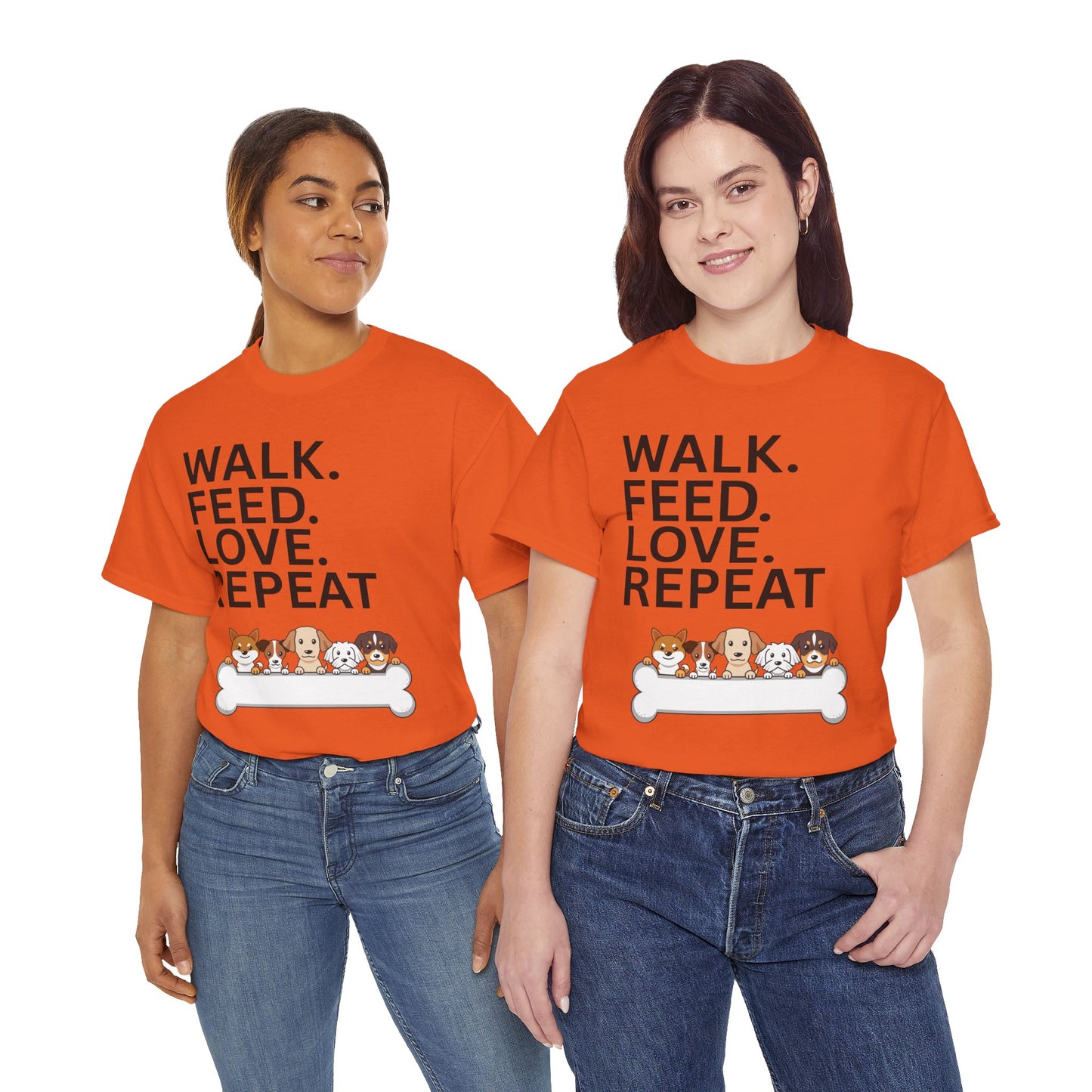 Dog Lover's Heavy Cotton Tee - Walk. Feed. Love. Repeat. - Perfect Gift for Pet Owners, Animal Lovers, Casual Wear, Pet Events, Dog Walks