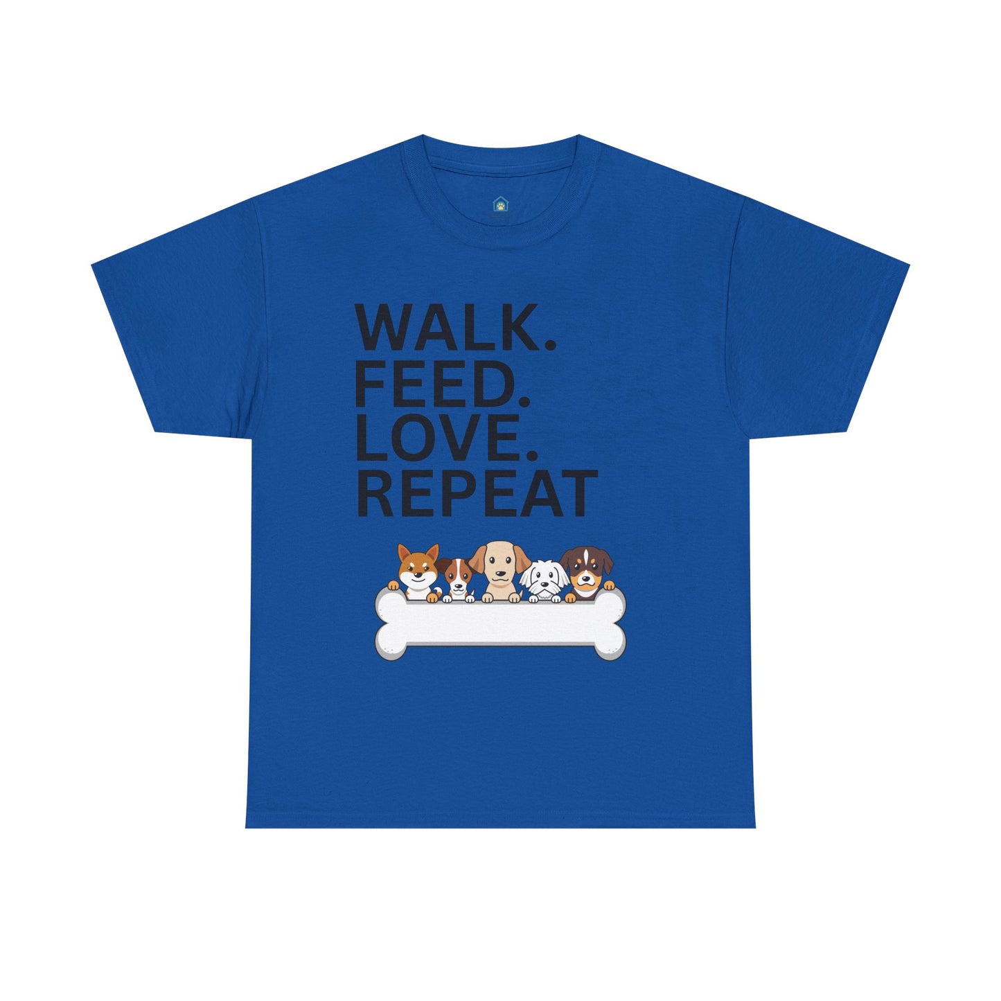 Dog Lover's Heavy Cotton Tee - Walk. Feed. Love. Repeat. - Perfect Gift for Pet Owners, Animal Lovers, Casual Wear, Pet Events, Dog Walks
