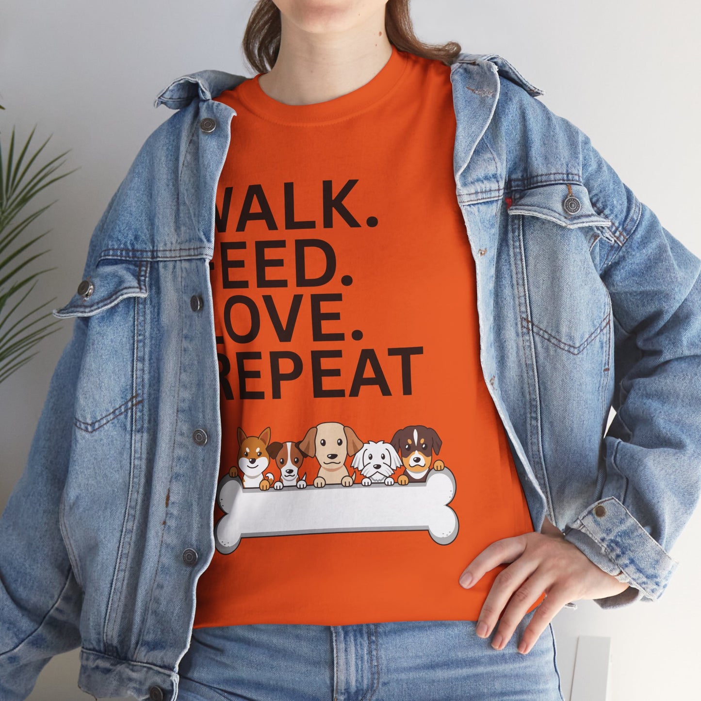 Dog Lover's Heavy Cotton Tee - Walk. Feed. Love. Repeat. - Perfect Gift for Pet Owners, Animal Lovers, Casual Wear, Pet Events, Dog Walks