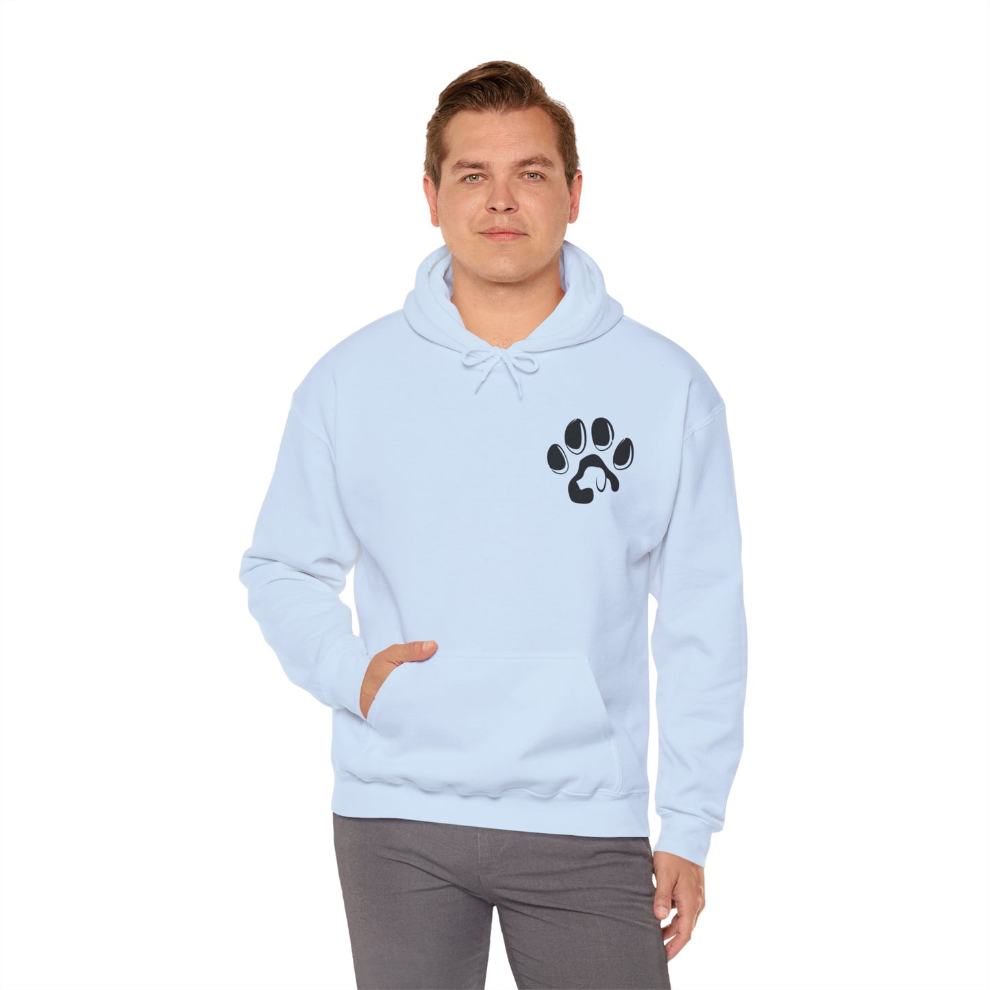 A cozy hoodie designed for dog lovers, featuring a kangaroo pouch pocket.