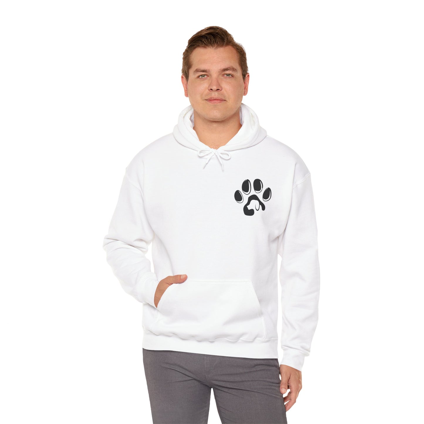 A cozy hoodie designed for dog lovers, featuring a kangaroo pouch pocket.