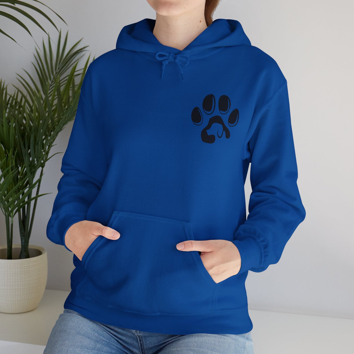 A cozy hoodie designed for dog lovers, featuring a kangaroo pouch pocket.