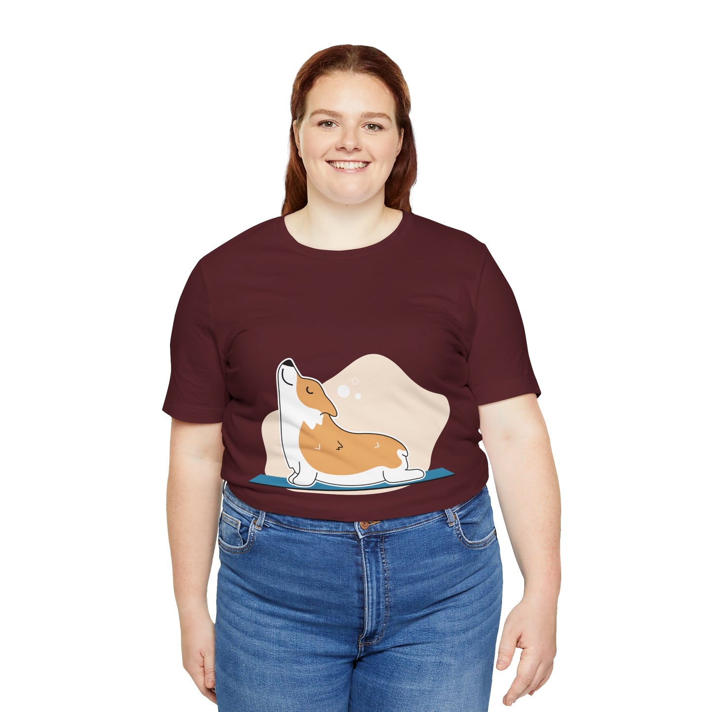 Corgi Yoga Tee, Relaxed Fit Dog Lover Shirt, Gift for Pet Parents, Cute Animal Graphic T-Shirt, Fun Casual Wear, Unique Present