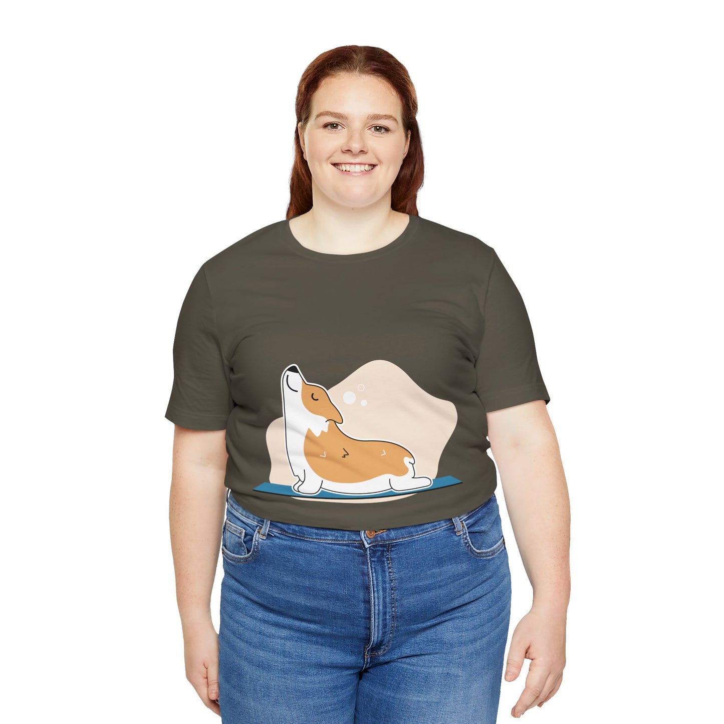 Corgi Yoga Tee, Relaxed Fit Dog Lover Shirt, Gift for Pet Parents, Cute Animal Graphic T-Shirt, Fun Casual Wear, Unique Present