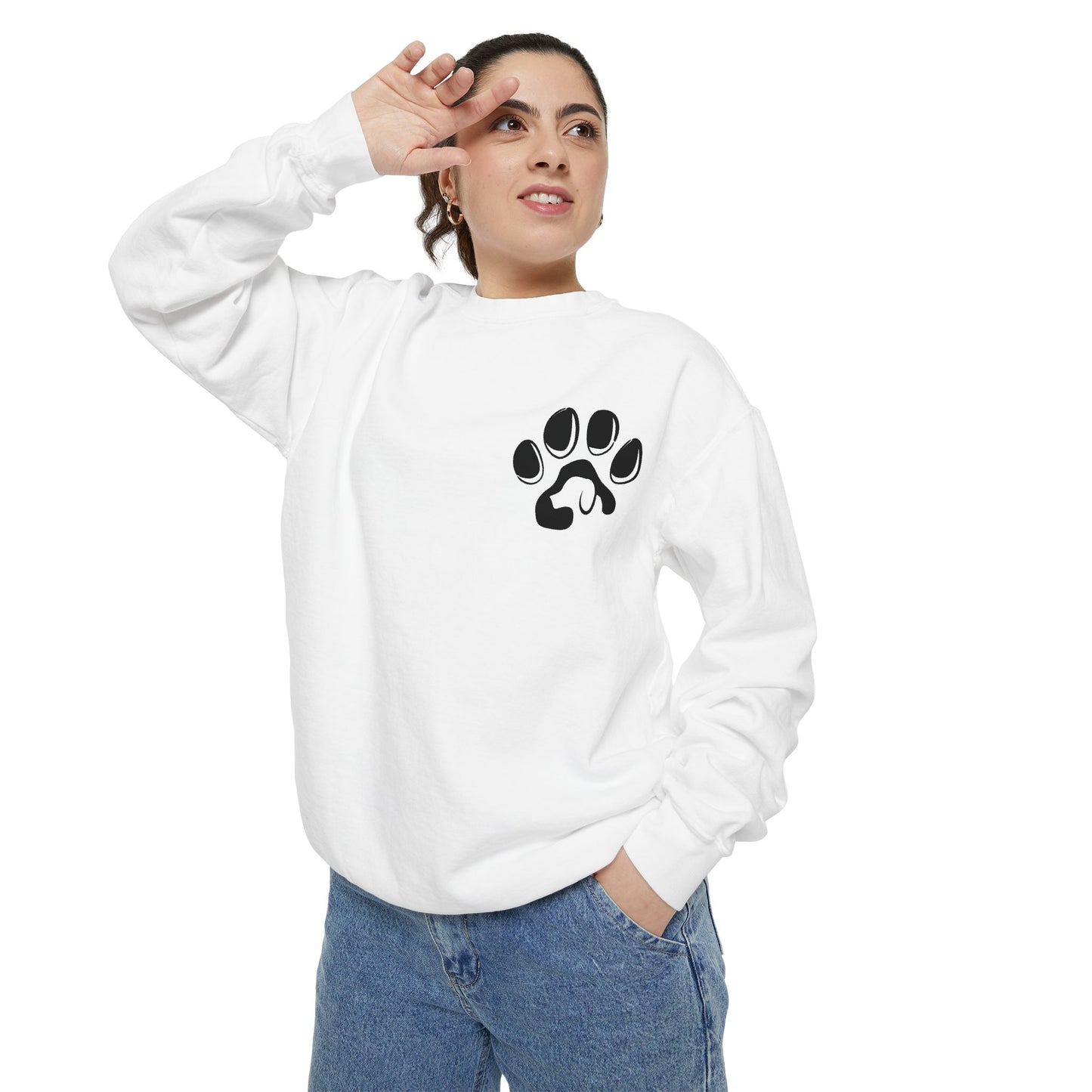 Paw Print Cozy Sweatshirt - Ideal for Pet Lovers, Casual Wear, Gifts, Animal Lovers, Fall Fashion